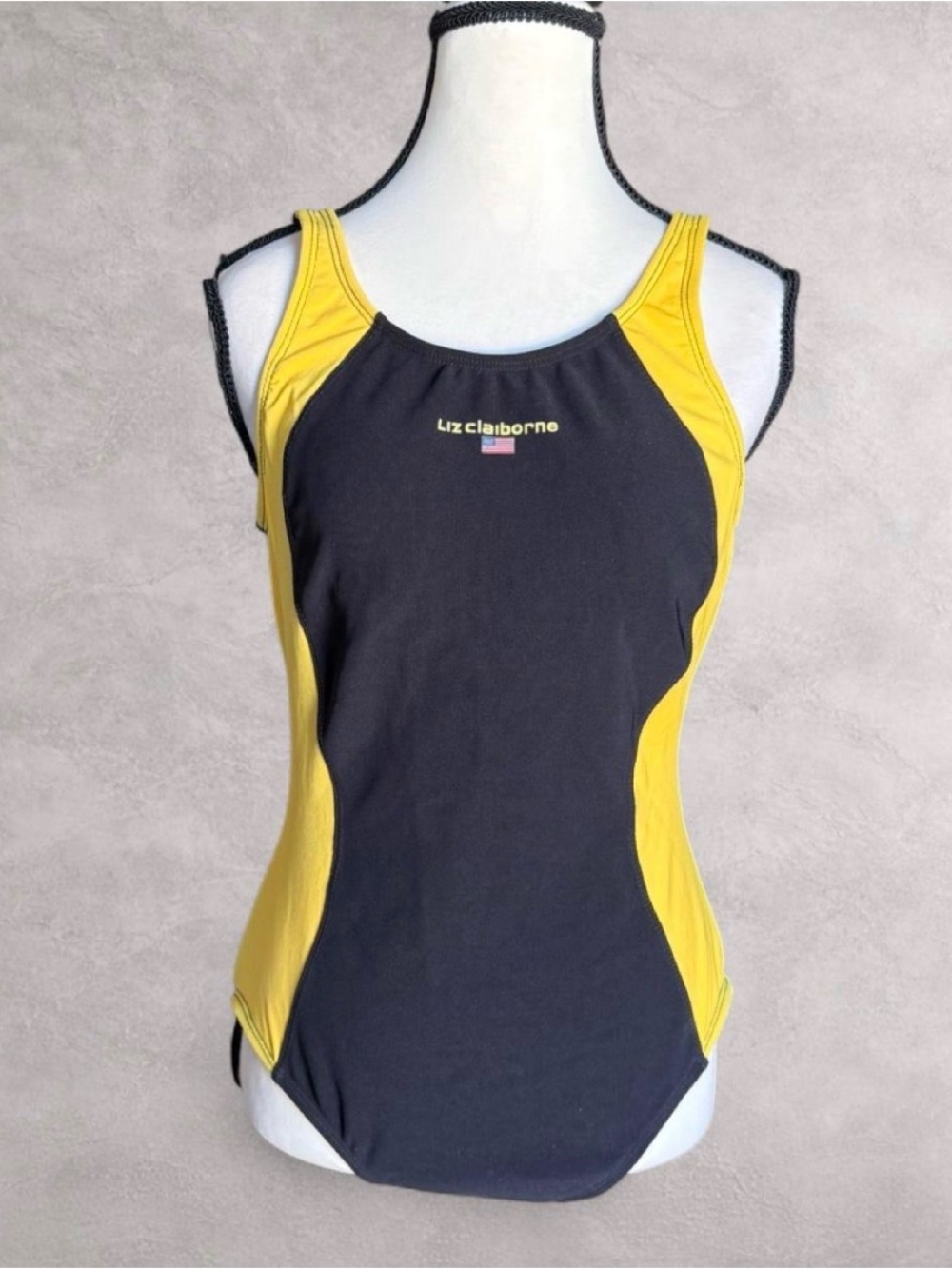Vintage Liz Claiborne Colorblock One Piece Swimsuit - Size 12 - Picture 1 of 11